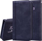 Voor Samsung Galaxy J2 Core Frosted Business Magnetische Horizontale Flip PU lederen tas met houder & kaartsleuf & lanyard (zwart)