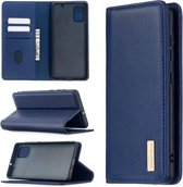 Voor Samsung Galaxy A71 2 in 1 Afneembare Magnetische Horizontale Flip Lederen Case met Houder & Kaartsleuven & Portemonnee (Blauw)