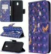 Voor Xiaomi Redmi 8A 3D gekleurd tekeningpatroon horizontale flip lederen tas, met houder en kaartsleuven en portemonnee (paarse vlinder)