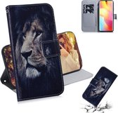 Voor Xiaomi Mi Note 10 Lite Gekleurde tekening Horizontale flip lederen tas met houder & kaartsleuf & portemonnee (leeuw)