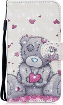 3D Diamond Encrusted Painting Pattern Gekleurde tekening Horizontale Flip PU lederen tas met houder & kaartsleuven & portemonnee voor Xiaomi Redmi Note 7 (Love Bear)