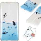 Coloured Drawing Transparant Clear TPU Case voor Xiaomi Redmi K20 (Penguin)