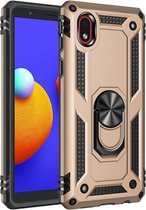 Voor Samsung Galaxy A01 Core schokbestendige TPU + pc beschermhoes met 360 graden roterende houder (goud)