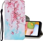Voor Samsung Galaxy A20s Gekleurde Tekening Patroon Horizontale Flip PU Lederen Case met Houder & Kaartsleuven & Portemonnee & Lanyard (Kersenbloesems)