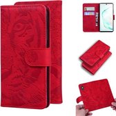 Voor Samsung Galaxy Note 10 Tiger Embossing Pattern Horizontale Flip lederen tas met houder & kaartsleuven & portemonnee (rood)