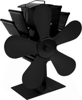 YL602 5-bladige metalen warmteaangedreven openhaardventilator op hoge temperatuur (zwart)