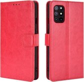 Voor OnePlus 8T Retro Crazy Horse Texture Horizontale Flip Leren Case met Houder & Kaartsleuven & Fotolijst (Rood)