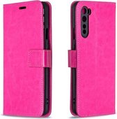 Voor OnePlus Nord Crazy Horse Texture Horizontale Leren Flip Case met Houder & Kaartsleuven & Portemonnee & Fotolijst (Rose)