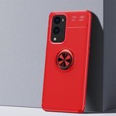 Voor OnePlus 9 Pro metalen ringhouder 360 graden roterende TPU-hoes (rood + rood)