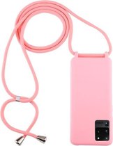 Voor Galaxy S20 Ultra Candy Color TPU beschermhoes met draagkoord (roze)