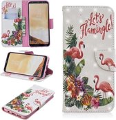 3D Gekleurde Tekening Patroon Horizontale Flip Leren Case voor Galaxy S8 Plus, met Houder & Kaartsleuven & Portemonnee (Engelse Flamingo)