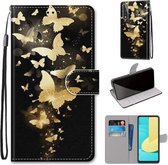 Voor LG Stylo 7 5G Gekleurde Tekening Cross Textuur Horizontale Flip PU Lederen Case met Houder & Kaartsleuven & Portemonnee & Lanyard (Gouden Vlinder Groep)