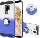 Voor Galaxy S9 + 2 in 1 pc + TPU beschermhoes met 360 graden roterende ringhouder (zilverblauw)