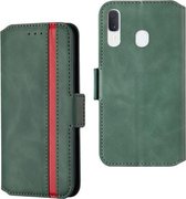 Voor Galaxy A20 / A30 Retro Frosted Oil Side Horizontale Flip Case met houder & kaartsleuven (groen)