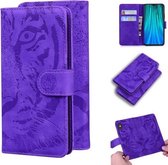 Voor Xiaomi Redmi Note 8 Pro Tiger Embossing Pattern Horizontale Flip lederen tas met houder & kaartsleuven & portemonnee (paars)