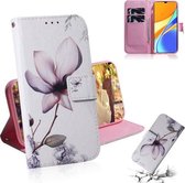 Voor Xiaomi Redmi 9C Gekleurde tekening Horizontale flip lederen tas, met houder & kaartsleuven en portemonnee (Magnolia Flower)