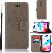 Voor Xiaomi Redmi 8 Windgong Uil Embossing Patroon Horizontale Flip Leren Case met Houder & Kaartsleuven & Portemonnee (Grijs)