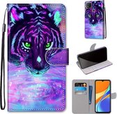 Voor Geschikt voor Xiaomi Redmi 9C Gekleurde Tekening Cross Textuur Horizontale Flip PU Lederen Case met Houder & Kaartsleuven & Portemonnee & Lanyard (Tijger Drinkwater)