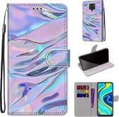 Voor Geschikt voor Xiaomi Redmi Note 9S / 9 Pro Gekleurde tekening Cross Texture Horizontale Flip PU lederen hoes met houder & kaartsleuven & portemonnee & lanyard (Fluorescerende