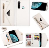Voor Geschikt voor Xiaomi Redmi Note 8 Skin Feel Rits Horizontale Flip Leren Case met Houder & Kaartsleuven & Fotolijst & Lanyard & Lang Touw (Wit)
