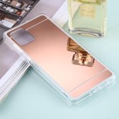 Voor Samsung Galaxy A71 TPU + Acryl Luxe Plating Spiegel Telefoon Case Cover (Rose Goud)