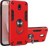 Voor Samsung Galaxy J7 Pro / J730 2 in 1 Armor Series PC + TPU beschermhoes met ringhouder (rood)