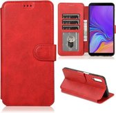 Voor Samsung Galaxy A7 (2018) Kalfsstructuur Magnetische Gesp Horizontale Flip Leren Case met Houder & Kaartsleuven & Portemonnee & Fotolijst (Rood)