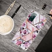 Voor Samsung Galaxy S20 FE Marble Shockproof TPU beschermhoes (Rhombus Rose)