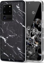 Voor Samsung Galaxy S20 Ultra TPU glanzend marmerpatroon IMD beschermhoes (zwart)