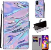 Voor Samsung Galaxy M31s Gekleurde tekening Cross Texture Horizontale Flip PU lederen tas met houder & kaartsleuven & portemonnee & lanyard (fluorescerend waterpatroon)