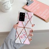 Voor Samsung Galaxy A51 Galvaniserend stikpatroon Zachte TPU beschermhoes (stiksels roze bloemen)