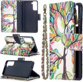 Voor Samsung Galaxy S30 Plus Gekleurde Tekening Patroon Rits Horizontale Flip Leren Case met Houder & Kaartsleuven & Portemonnee (Boom)