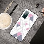 Voor Samsung Galaxy S20 FE Frosted Fashion Marble Shockproof TPU beschermhoes (wit roze driehoek)