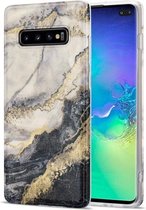 Voor Samsung Galaxy S10 + TPU Gilt Marble Pattern beschermhoes (zwartgrijs)