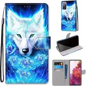 Voor Samsung Galaxy S20 FE Gekleurde Tekening Cross Textuur Horizontale Flip PU Lederen Case met Houder & Kaartsleuven & Portemonnee & Lanyard (Dick Rose Wolf)