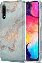 Voor Samsung Galaxy A50 / A30s / A50s TPU Gilt Marble Pattern beschermhoes (lichtblauw)