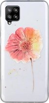 Voor Samsung Galaxy A12 gekleurd tekeningpatroon transparant TPU beschermhoes (bloem)
