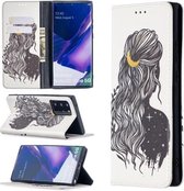 Voor Samsung Galaxy Note20 Ultra Gekleurde Tekening Patroon Onzichtbare Magnetische Horizontale Flip PU Lederen Case met Houder & Kaartsleuven & Portemonnee (Meisje)