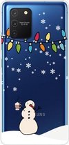 Voor Samsung Galaxy A91 / S10 Lite / M80s Christmas Series Clear TPU beschermhoes (Milk Tea Snowman)