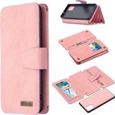 Voor Samsung Galaxy A71 Afneembare Frosted Magnetische Horizontale Flip Leren Case met Kaartsleuven & Houder & Rits Portemonnee & Fotolijst (Roze)