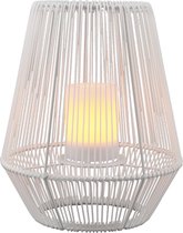LED Tafellamp met Zonne-energie - Torna Minera - Dag en Nacht Sensor - Spatwaterdicht IP44 - Ovaal - Mat Wit - Kunststof