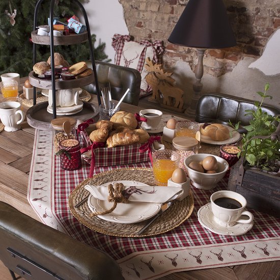 Clayre & Eef Serviettes Coton set de 6 40x40 cm Beige Marron Coton Cerf