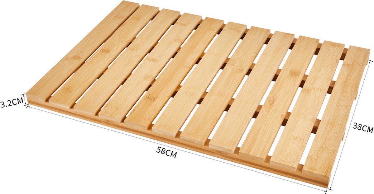 Bamboe Badmat - Douchemat antislip voor in douche of bad - Houten - douchemat - badkamer mat - saunamat - Bamboe — cadeau in Wonen & Interieur - foto 2