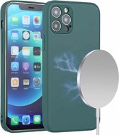 Magsafe-hoesje van mat magnetisch glas voor iPhone 12 Pro Max (groen)