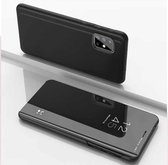 Voor Motorola G9 Plus vergulde spiegel horizontale flip lederen tas met houder (zwart)