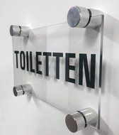 Bord met tekst toiletten - plexiglas Inclusief 4 afstandhouders 200 x 100 mm