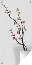 Tuinposter Illustratie - Aziatisch - Sakura - 40x80 cm - Wanddecoratie Buiten - Tuinposter - Tuindoek - Schuttingposter - Tuinschilderij