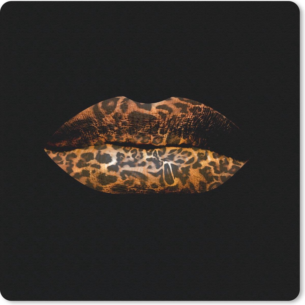 Muismat 20x20 cm - Mousepad Lippen - Tijgerprint - Zwart - Muismatten