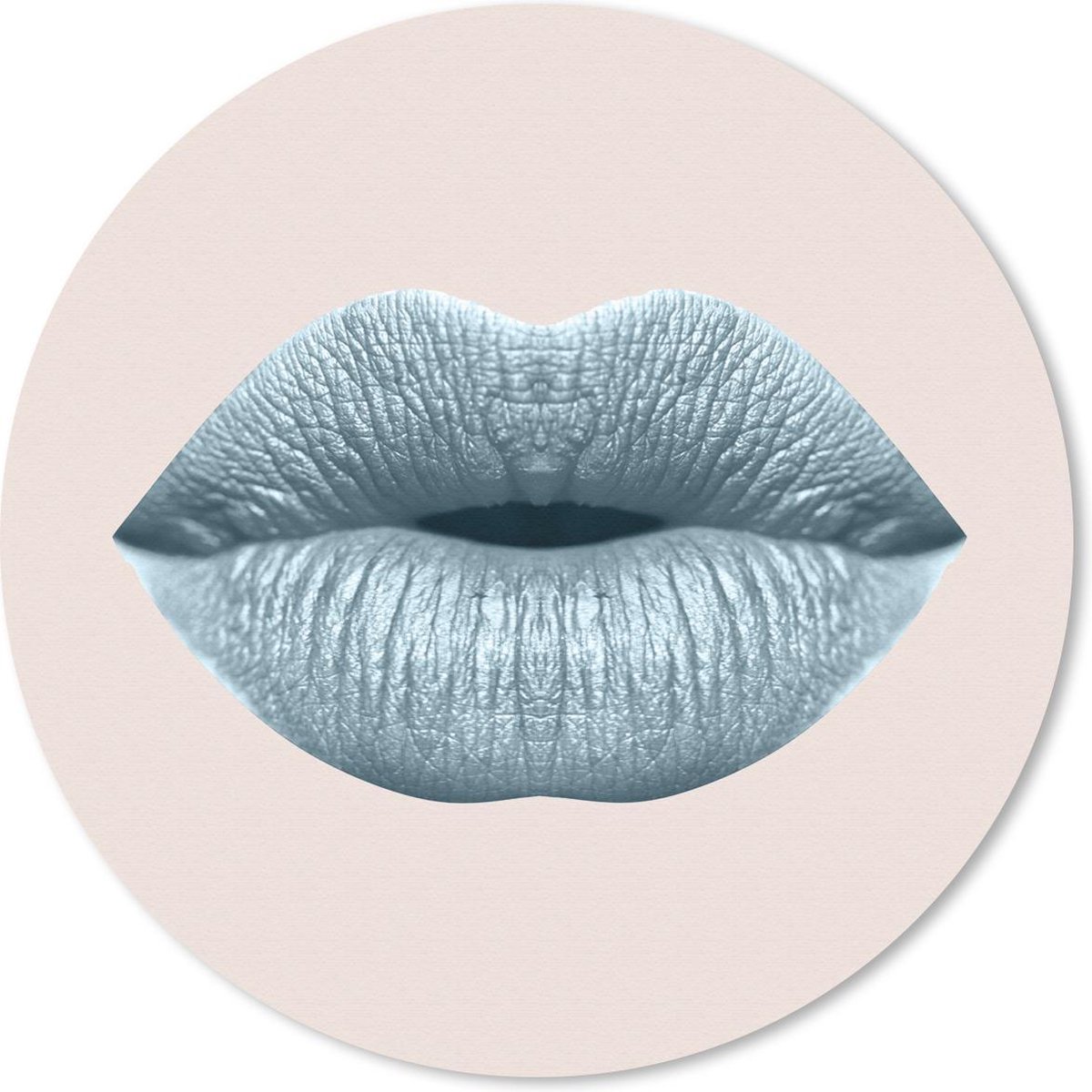 Muismat rond 30x30 cm - Mousepad Lippen - Pastel - Grijs - Ronde muismatten