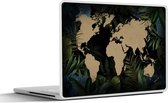 Laptop sticker - 13.3 inch - Wereldkaart - Zwart - Bladeren - 31x22,5cm - Laptopstickers - Laptop skin - Cover